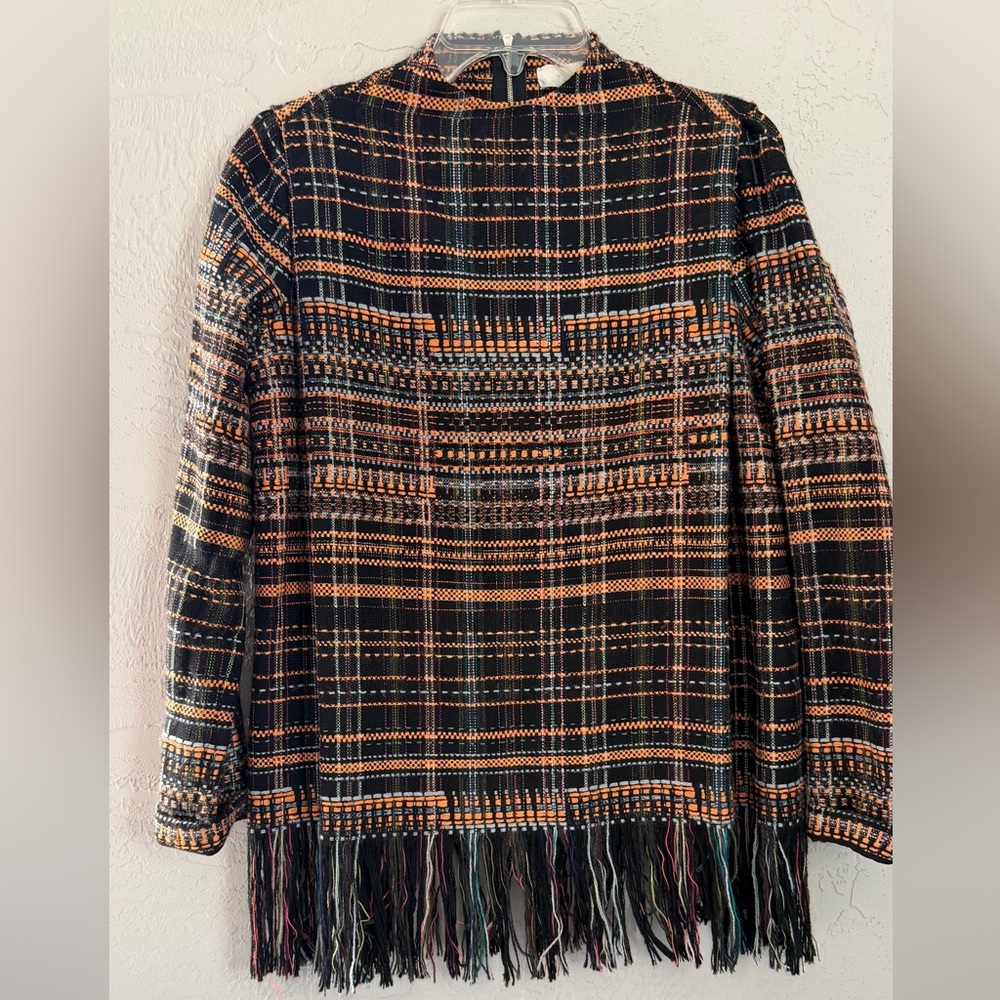 Kaelan Womens Multi-Color Cape/Sweater w/Fringe bottom, Sz S